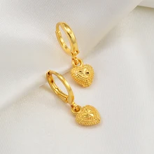 Anniyo Mini mały rozmiar serce stadniny kolczyki kobiety dziewczyny dzieci złoty kolor biżuteria urodziny afrykańskie arabskie ozdoby #002736 tanie tanio Miedziane CN (pochodzenie) Kolczyki-sztyfty TRENDY Metal moda Wypychane