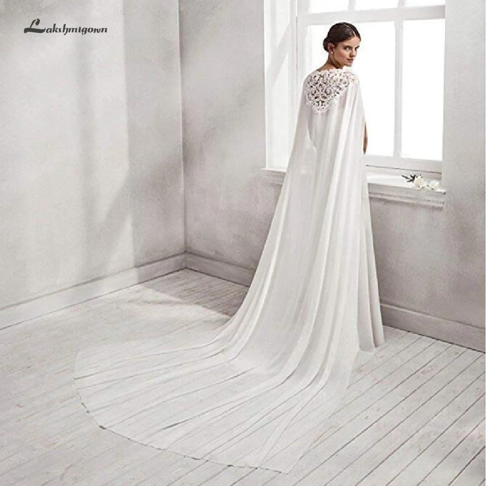 

Lakshmigown Vintage Chiffon Long Bridal Wraps Lace Capes Sexy Bridal Long Cloaks Bolero Jacket Wedding Accessories 2019