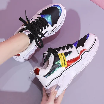 

Women's Platform Sneakers Fluorescence Dad Shoes Womens Sneakers Shoes 2020 Fashion Breathable Mesh Running Shoes