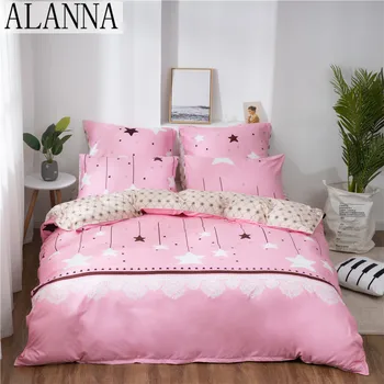 

Alanna X-1013 Printed Solid bedding sets Home Bedding Set 4-7pcs High Quality Lovely Pattern with Star tree flower