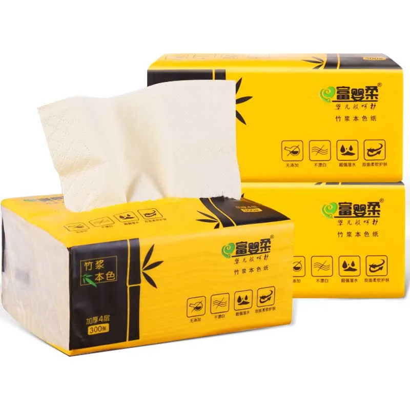 8 Packets Of Sanitary Napkins 300 Sheets Of 4-Layer Thickened Natural Color Napkin Paper Napkin Flexible Natural Color FYR001