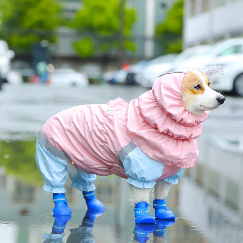 HOOPET Pet Cat Dog Raincoat Hooded Clothes Waterproof Rain Jumpsuit For Big Medium Small Dogs Golden Outdoor | Дом и сад