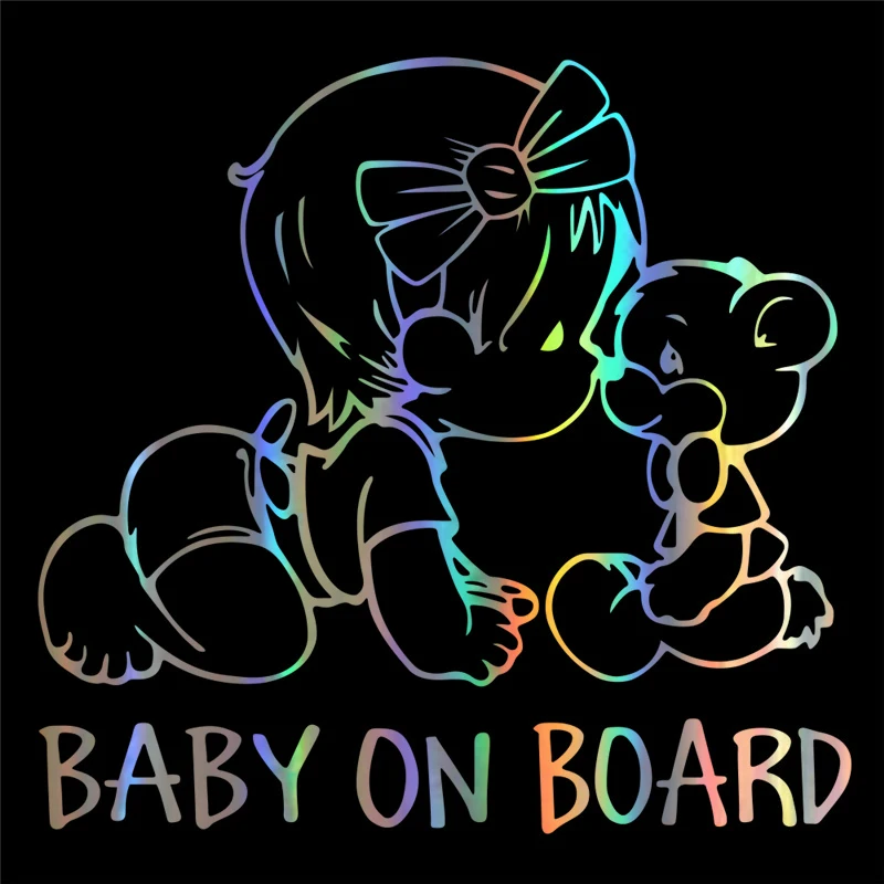 

Car Stickers Baby In The Car Custom Girl Bear Car Stickers Fun PVC Floral Stickers and Warning Signs Car Style 15cm*14cm