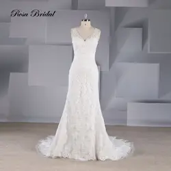 Rosabridal Русалка торжественное платье современный стиль v-образный вырез с открытой спиной и плечами свадебное платье