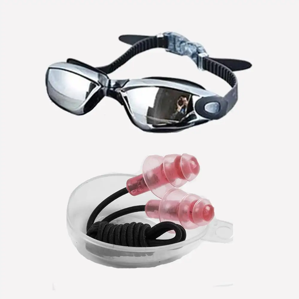 Гальванические анти-УФ противотуманные очки для плавания, дайвинга, регулируемые плавательные очки для женщин и мужчин, очки для плавания, затычки для ушей - Цвет: As shown5