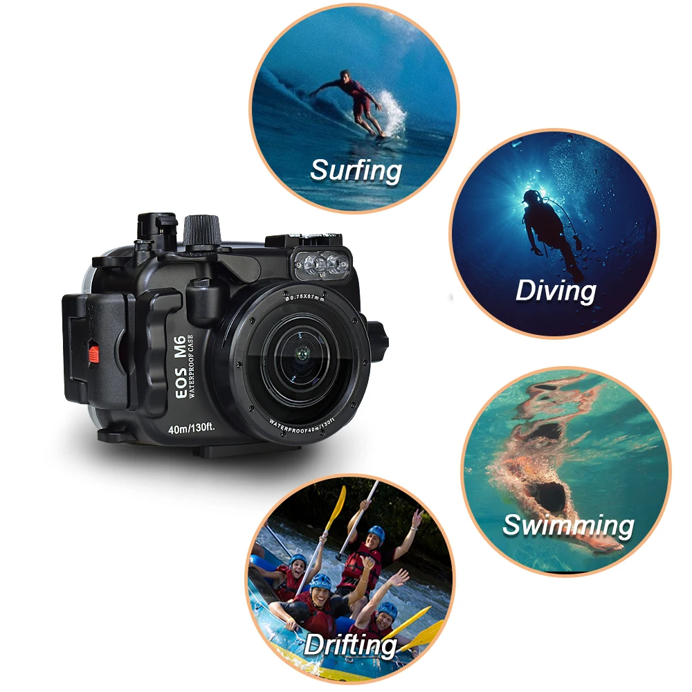 For Canon Camera EOS M6 Waterproof Housing Case Underwater 40m Photography Impermeable Protective Case 67mm Lens Port Interface