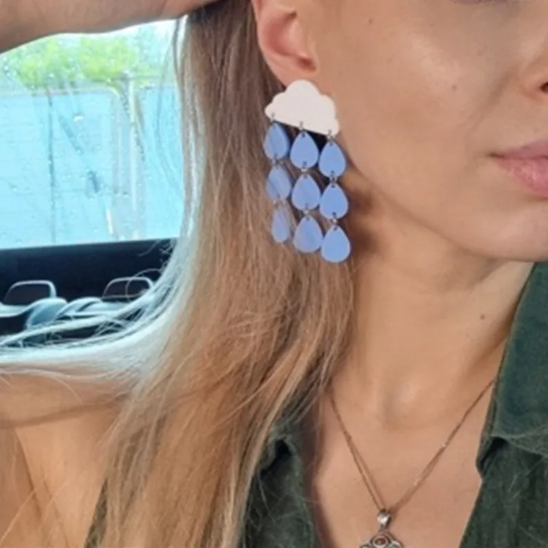 1Pair Korea Fashion Colorful Graffiti Geometric Oval Square Earrings For Women Cute Cloud Acrylic Earring Jewelry geometric earrings,acrylic earrings