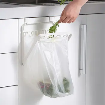 

Kitchen Cupboard Hanging Garbage Trash Storage Holder Organizer Hanger Folding Waste Bag Holder Iron PVC Bathroom Rack Bracket