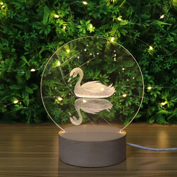 

Fair Tale 3D Carved Inside Wooden Night Light Base Mood Lamp