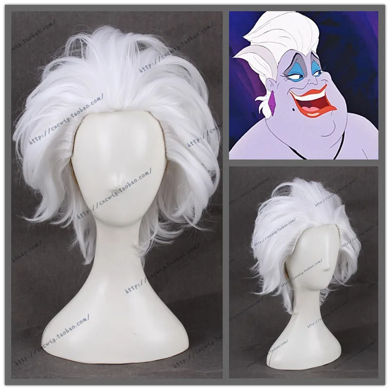 

New Ursula Cosplay Wig The little Mermaid White Short Synthetic Hair Cosplay Rick Wig White Hair Halloween Costumes Accessories
