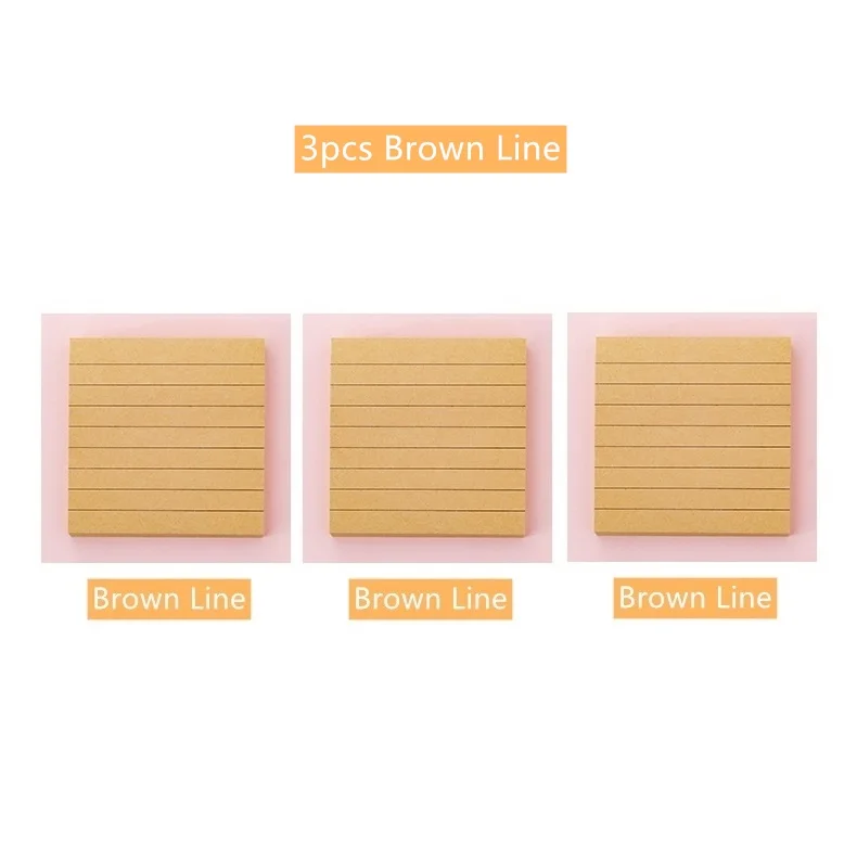 3pcs Brown Line 3 шт белый коричневый цвет бумага Липкие заметки пустая линия сетка пост Клей Памятка Примечание книга маркер это наклейки офиса школы A6918 - Цвет: 3pcs Brown Line