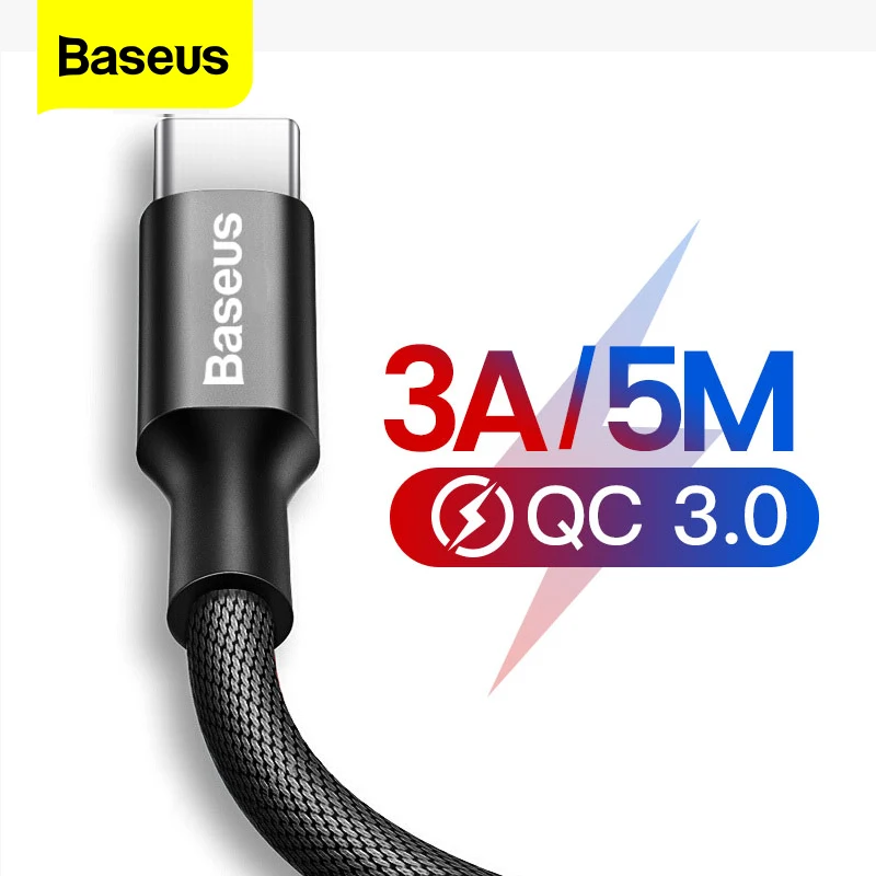 Кабель USB Type C Baseus для быстрой зарядки Samsung Galaxy S10 S9 Plus Xiaomi mi9 Huawei мобильный телефон