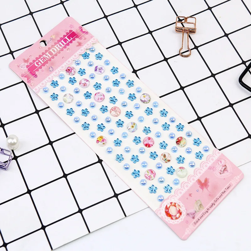 3 листа смешивания самоклеющиеся diy Наклейка на телефон pc Искусство bling Кристалл акриловые наклейки из страз цветок Форма Дети стикер игрушка