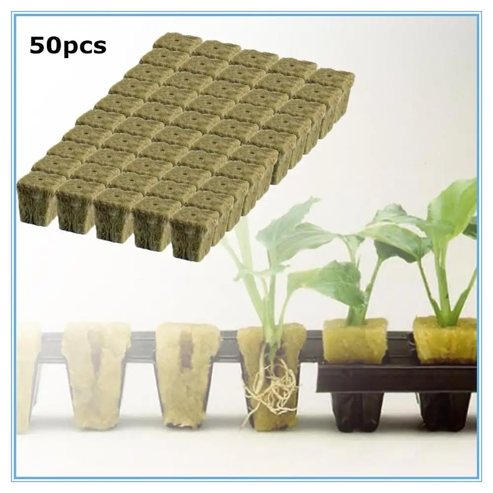 

(50pcs grow plug ) Grodan 1" Starter Plugs Cubes - rockwool hydroponic grow media Propagation Quick Transfer of Seedlings