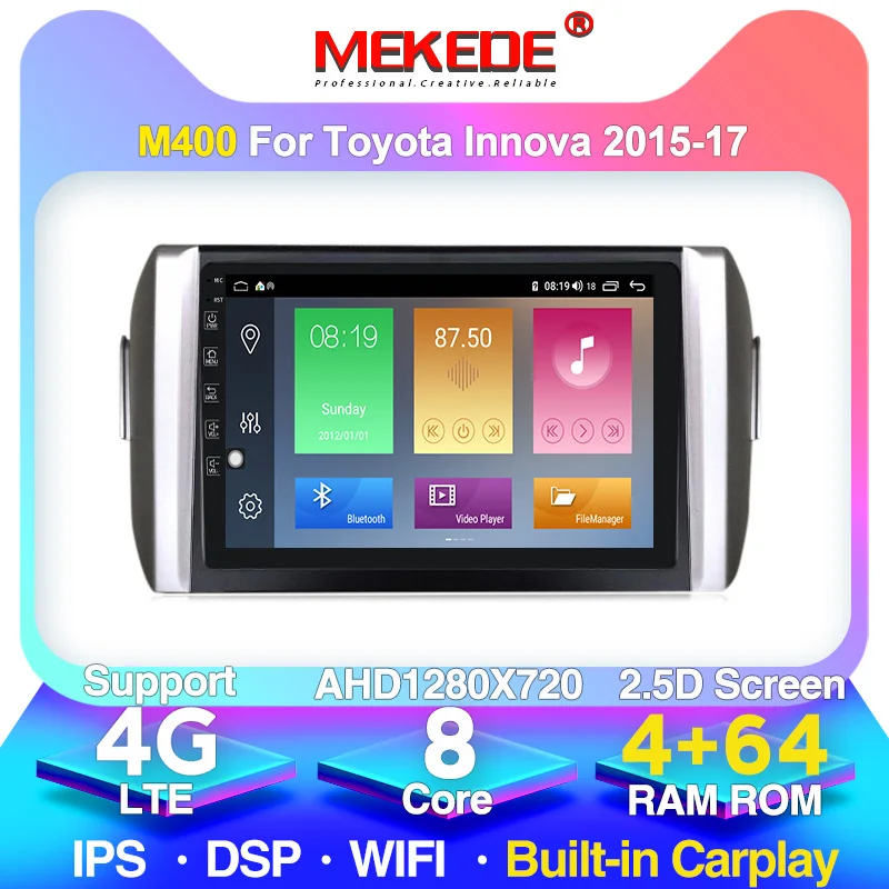 4G Lte All Netcom 2.5D IPS экран 4 + 64G автомобильный аудиоплеер для Toyota Innova 2015 2016 2018