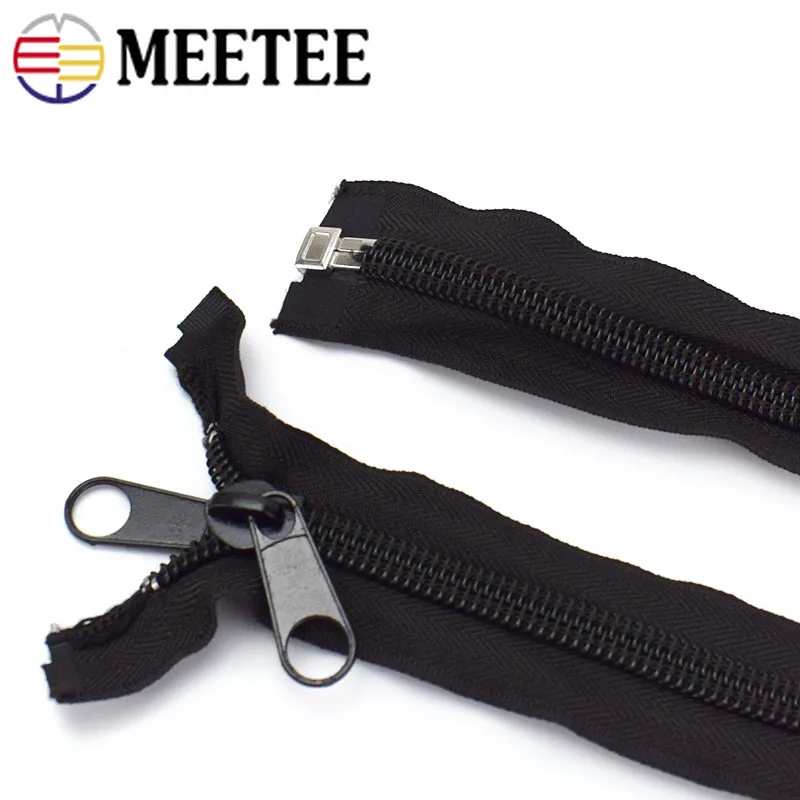 Meetee 10# Plastic Nylon Zippers Black Open End Long Zip for Outdoor Tent Zipper DIY Tailor Sewing Craft Bag Clothes Accessories|Молнии| |