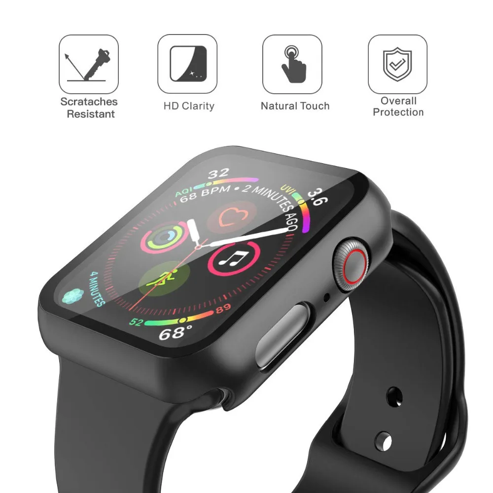 Защитный чехол для apple watch Защитная пленка для экрана, брендовый, 38/42/40/44 мм плёнка из закалённого стекла для наручных часов iwatch серии 5 4 3 2 1 чехол Аксессуары защита apple watch 3 чехлы для apple watch 4