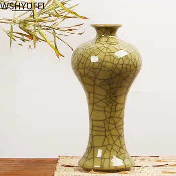 

New style Celadon vase Living room flower arrangement Decoration Office desktop high-grade decoration Studio decoration WSHYUFEI