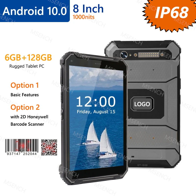 1000 Nits Screen IP68 RAM 6G ROM 128G Rugged Computer With Barcode Scanner NFC Explosion-Proof Rugged Tablets Android 10.0