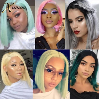 

XUMOO Colored Cheap Straight Bob Synthetic Lace Front Wigs Heat Resistant Synthetic Lace Front Wig With Baby Hair Wigs For Women