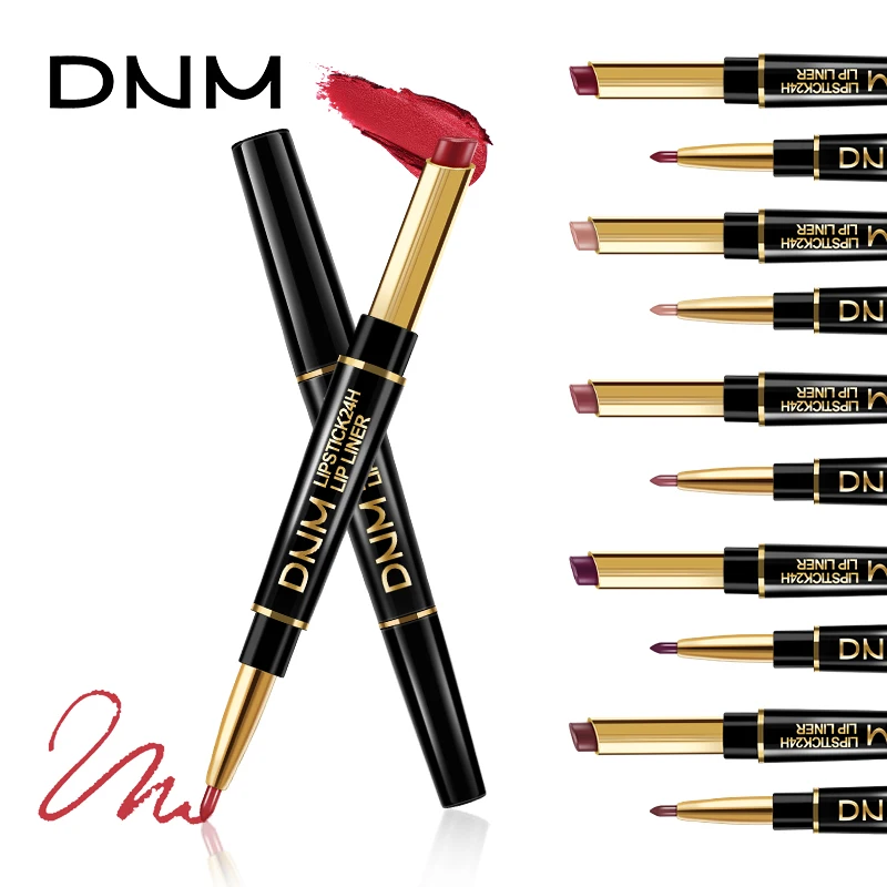 

DNM Lip Liner And Lipstick Pencil 12 Colors Double Matte Lip Stick Lip Gloss Pen Waterproof Non Staining Nude Pencil Makeup