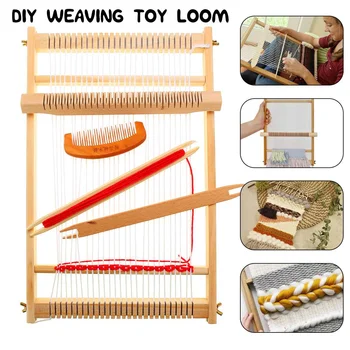 

Wooden Tapestry Weaving Loom Kit Looms Hand-Knitted Machine DIY Woven Set Sewing Machine Home Waving Accessories Handmade Hook