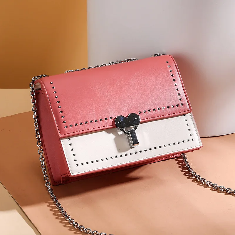 

New WOMEN'S Bag 2019 New Style Shoulder Bag Simple Fashion Shoulder Lock Square Sling Bag Retro Chain High Grade Sense Bag Ocean