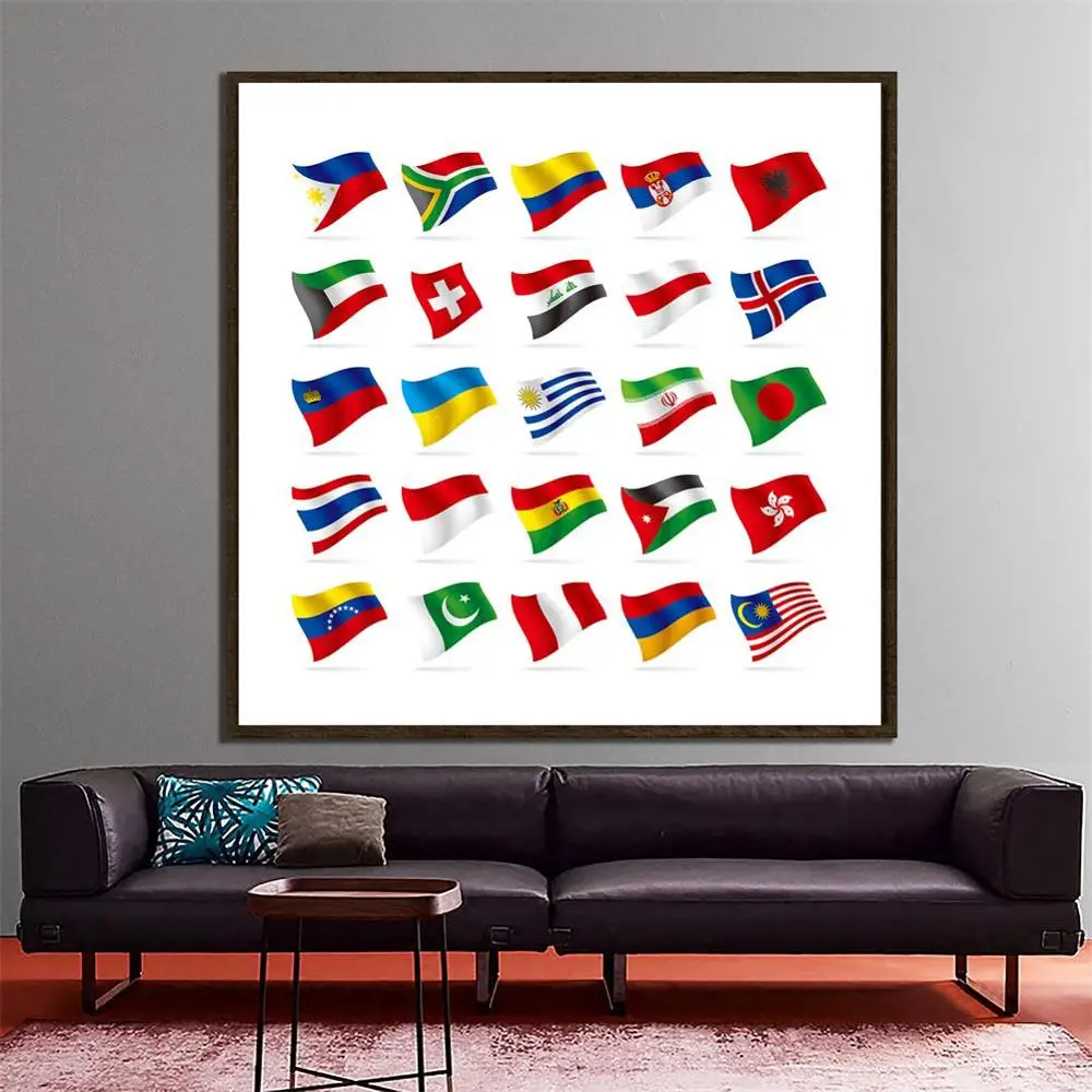

120x120cm Multi-National Flags Theme Photography Backdrops Waterproof No-fading Background Wall Decor Painting