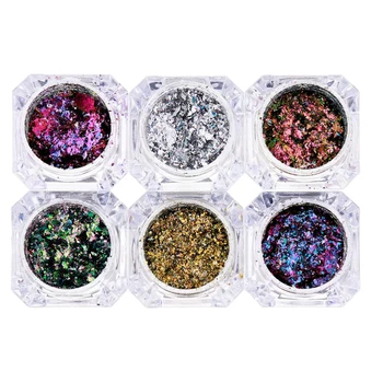 

Fashion Nail Art Sequins Flakes, 6 Boxes Mix Colors Cosmetic 3D Tips Stickers Glitters DIY Metallic Nail Sequins Decorations