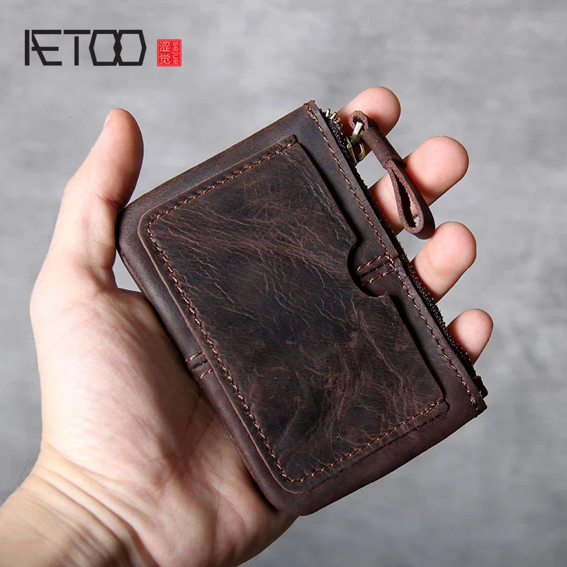 Fashion Simple First Layer Leather ID Card Holder Cash Clip Money Wallet Package