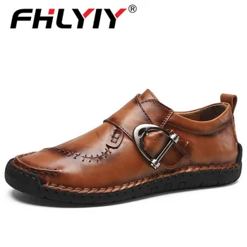 

Fhlyiy New High Quality Split Leather Men'S Shoes Handmade Men Loafers Flats Comfortable Dress Shoes Casual Shoes Big Size 48