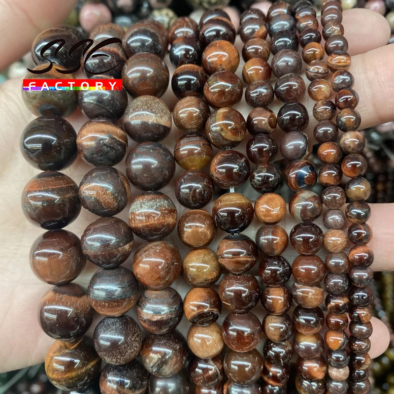 

Natural Stone Red Tiger Eye Round Loose Spacer Beads For Jewelry Making DIY Bracelet Necklace Accessories 4 6 8 10 12 14 mm 15''