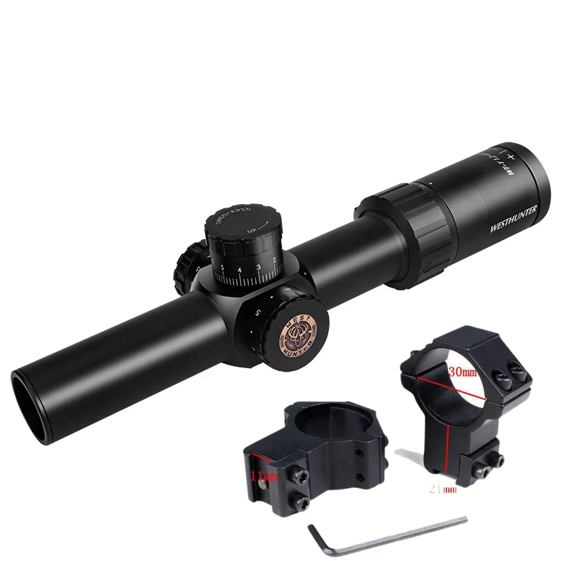 Компактный прицел WESTHUNTER WT-Y 1,2-6X24IR тактический военный охотничий прицел центр точка с подсветкой Quickdraw прицелы - Цвет: high 11mm mount