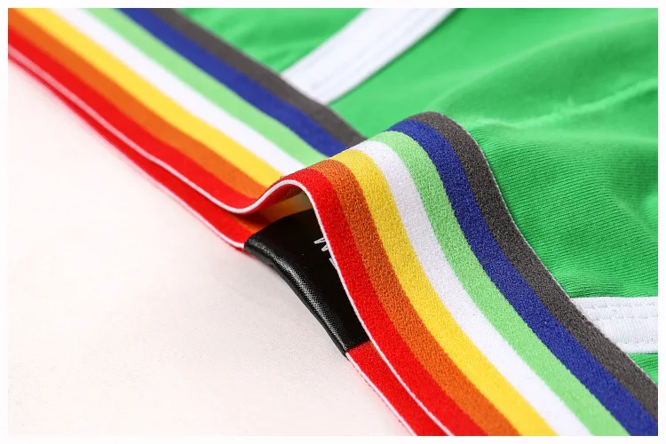 3 pcs/lot Cotton Underwear Men's Classic Week Briefs Rainbow Waistband Underpants Gay 3XL Green/White/Black/Navy/Red/Blue/Yellow 5