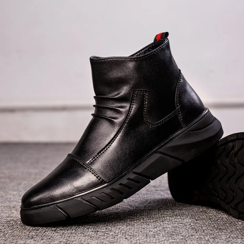 

New High Quality Boots Genuine Leather Men Luxury Casual Shoes Fashion Polished Luster Boots For Men Military Tactical Boots