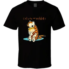 Calvin Hobbes Embrace Comic классическая мужская черная футболка модная Милая Новая летняя футболка с короткими рукавами Мода(2