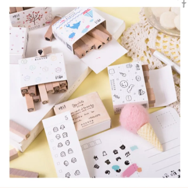 Cute Mini Diary Month Stamps Smile Face Sign Scrapbooking Material Journaling Sketchbook Planner DIY Hobby Craft Supplies