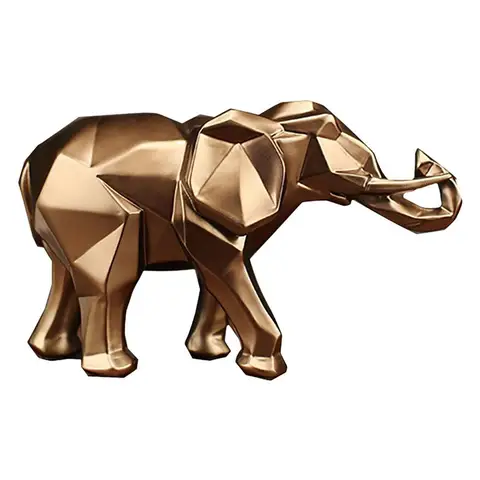 Simplicity Handmade Carving Resin Elephant Statue Golden Modern Animal Crafts Ornament Table Decoration
