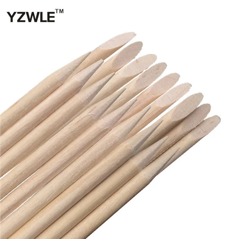 

YZWLE 50 Pcs Nail Art Design Orange Wood Stick Cuticle Pusher Remover Manicure Care