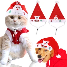 Милая Рождественская шляпа для животных, шляпа Санта-Клауса для собак, кошек, шапка, нарядное платье, костюм, Новогодняя одежда, украшения, аксессуары для домашних животных