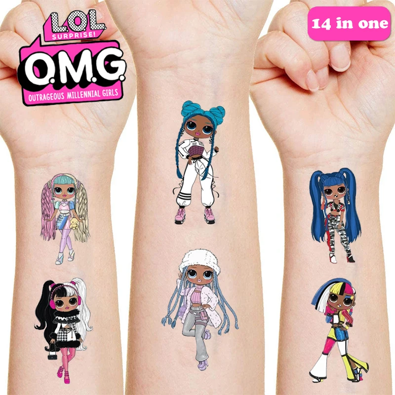 

LOL Surprise OMG Dolls Originales Tattoo Sticker 14 in1 Action Figure Surprise Cartoon Kids Girls Christmas Birthday Gifts