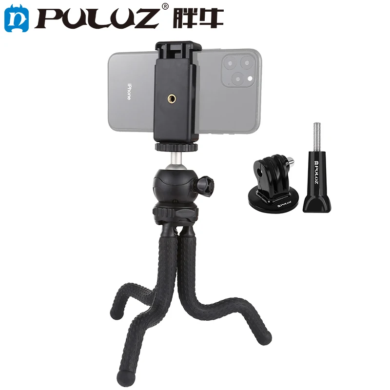 PULUZ Mini Octopus Flexible Tripod Holder Desk Tripod Stand Kit for DSLR Cameras/GoPro/phone Ball Head&Phone Clam +Mount Adapter