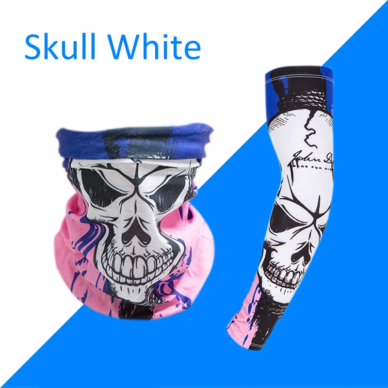 Skull-White-L 1Set Summer Mouth Face Mask Ice Cool Sleeve Unisex Mask Letter Print Fashion Sleeve Mask Outdoor Sunshine Avoider Face Cover - Цвет: Skull-White-L