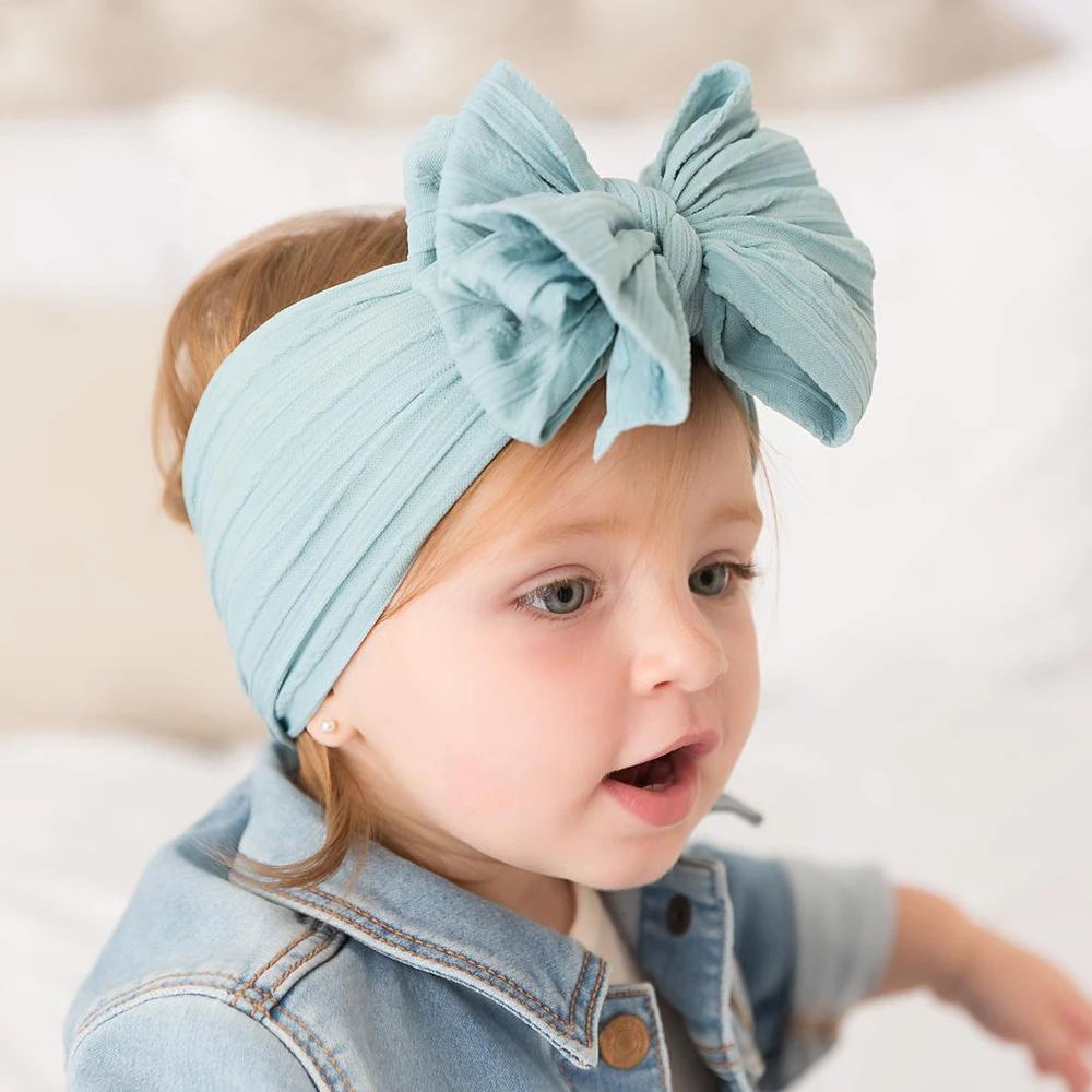 Three Layers Large Bow Baby Headband Cable Knit Girls Turban Newborn Messy Headwrap Baby Gift Super Soft Infant Headband JFNY207 baby accessories bag	