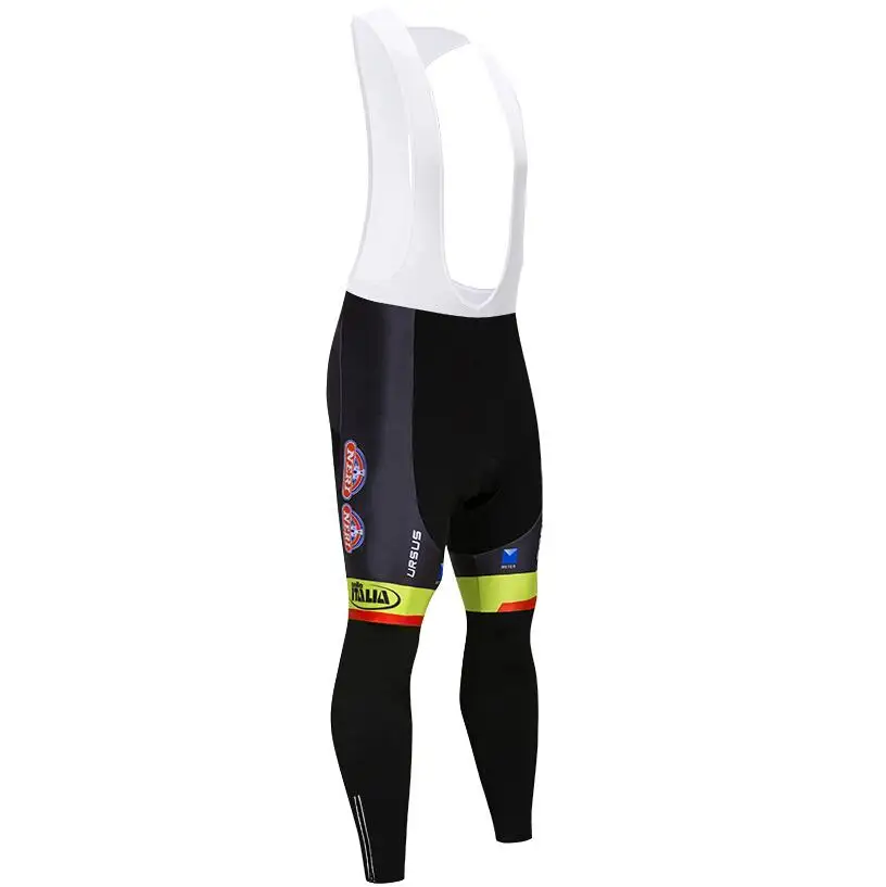 Зимняя команда Fluor Italia Велоспорт Джерси 20D Pad велосипед брюки костюм Ropa Ciclismo термальная флисовая велосипедная Одежда Майо низ - Цвет: Черный