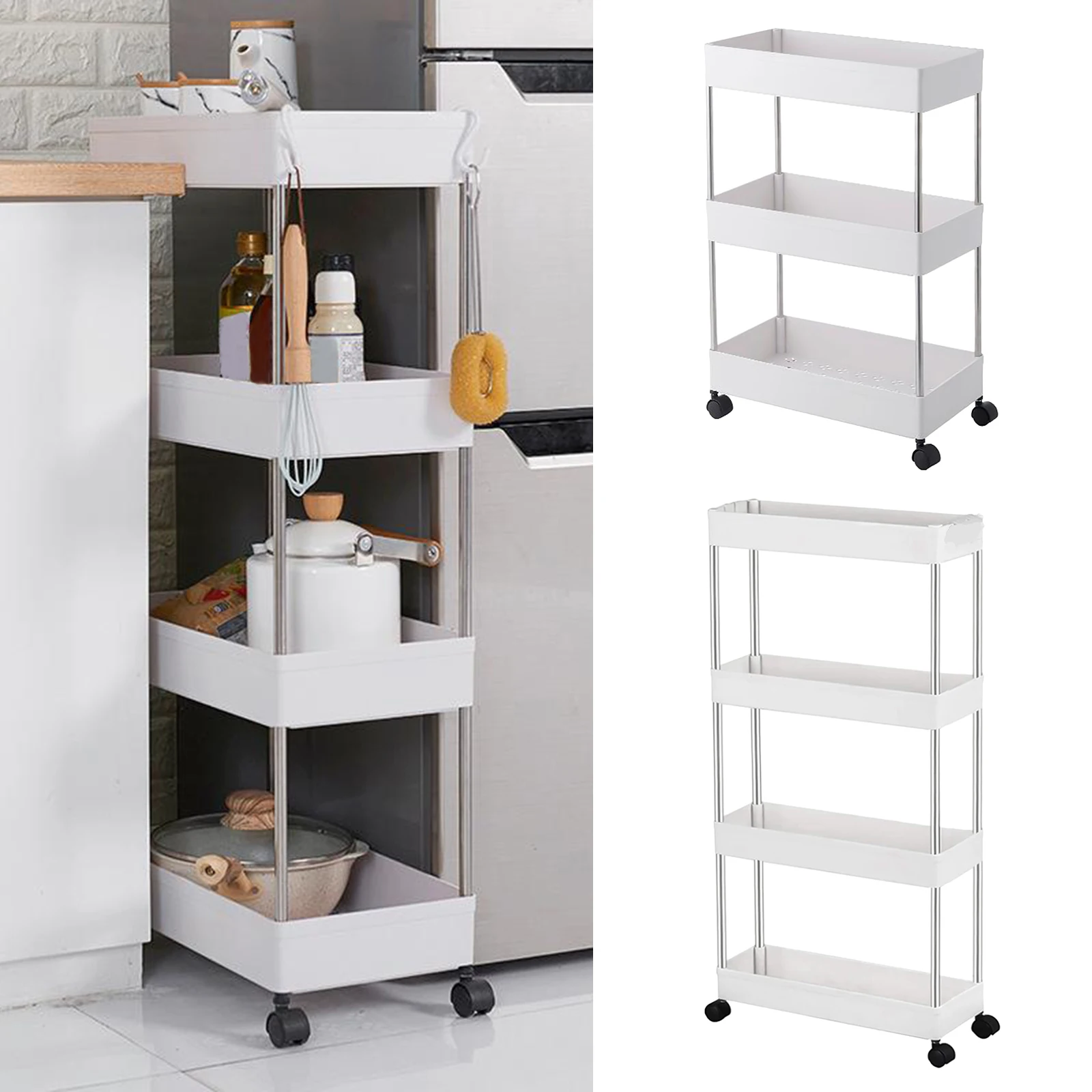 Household Storage Cart Mobile Storage Unitsw with 4 Wheels for Kitchen Bathroom Laundry Household Storage Cart Mobile Storage Unitsw with 4 Wheels for Kitchen Bathroom Laundry