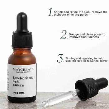 

15ml Lactobionic Acid Fruit Acid Skin Renewal Essence Shrinks Pores Relieves Closed Face Essence Hyaluronic Acid Face Skin Care