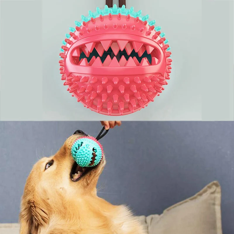 

Leaking Food Toys Dog Interactive Natural Rubber Ball Puppy Chew Toy Food Dispenser Ball Bite-Resistant Pet Playing Balls Pet