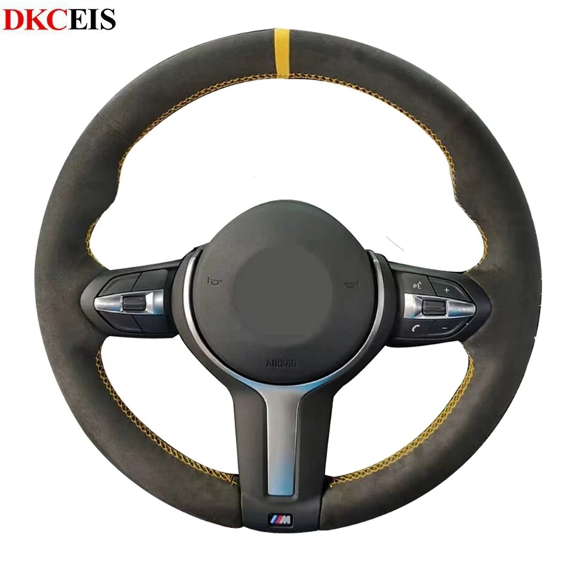DKCEIS Hand-stitched Black Soft Suede Steering Wheel Cover for BMW M Sport F30 F31 F34 F11 F10 F07 F45 F46 F22 F23 M235i M240i | Автомобили
