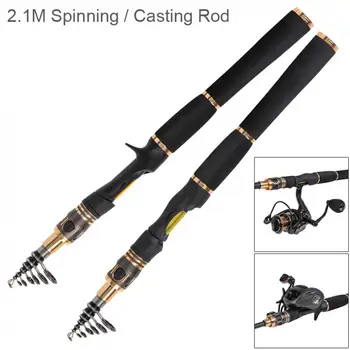 

2.1m Carbon Fiber Lure Fishing Rod Power M Ultra Short 7 Section Spinning / Casting Fishing Poles